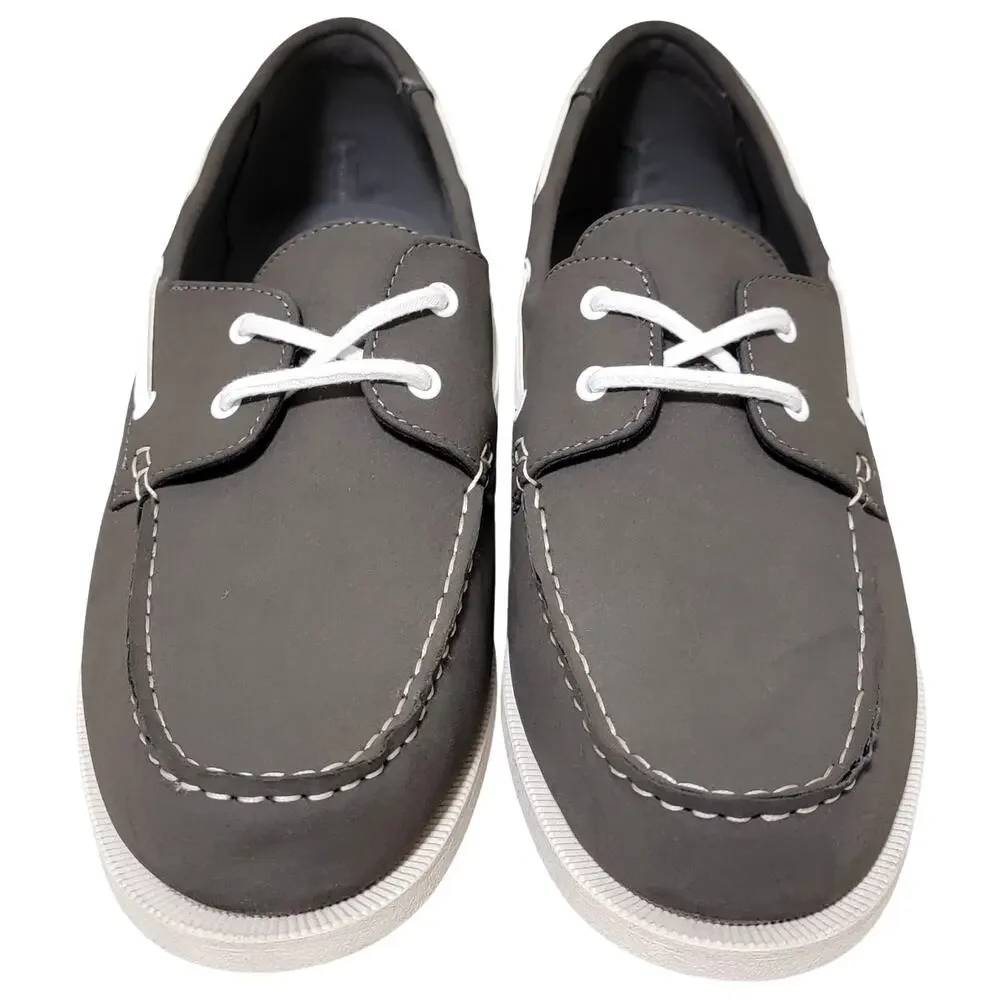 Club Room Men 2-Eye Casual Boat Shoes Elliot Size US 11M Grey Faux Leather - Picture 4 of 5